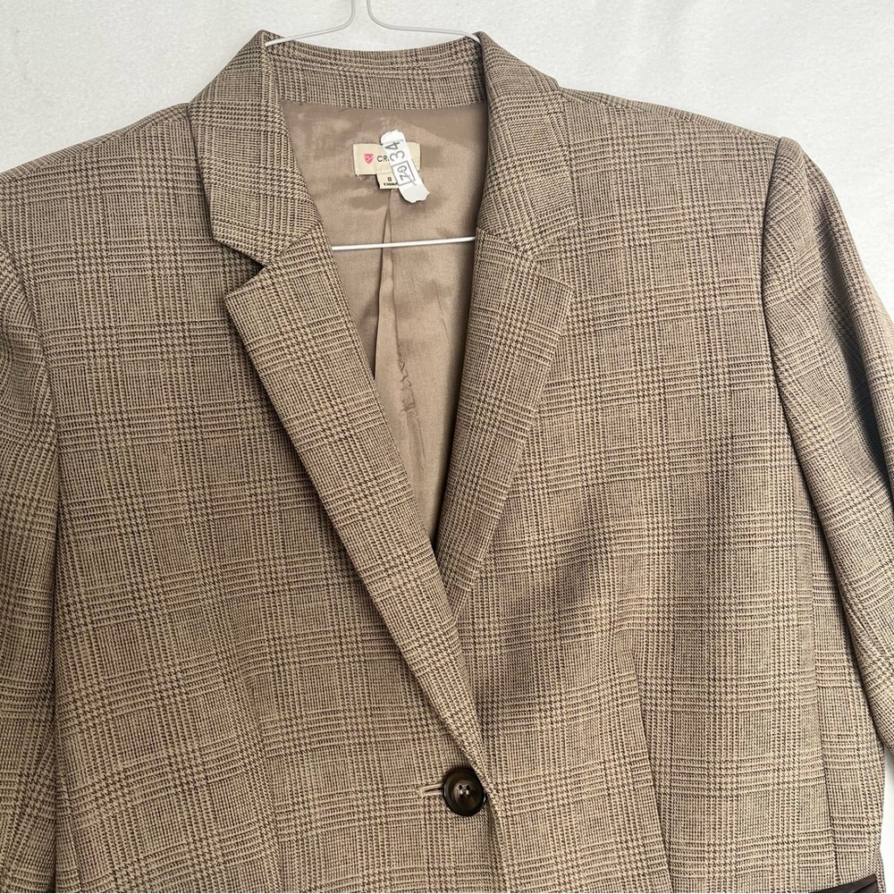 Daniel Cremieux Women's Blazer Plaid Elbow Patch Brown Preppy Tailored Cozy Sz 8 - Picture 3 of 15